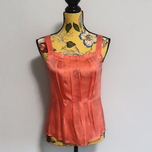 J. Crew Coral Pleated Silk Tank Top Size 2